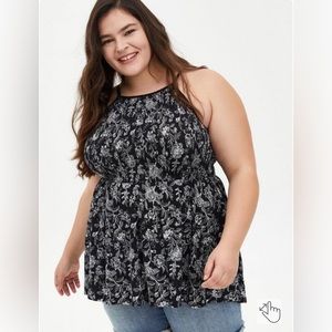 Torrid Super Soft Smocked High Neck Babydoll Top